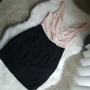 Chiffon blush and black Dress NWOT